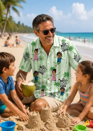 Custom Face Striped Hawaiian Shirt Personalized Kids Photo Tropical Family Vacation Shirt