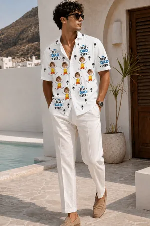 Personalized Best Dad Ever Hawaiian Shirt Upload Picture Custom Name