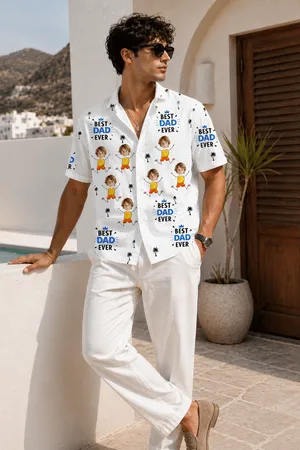 Personalized Best Dad Ever Hawaiian Shirt Upload Picture Custom Name