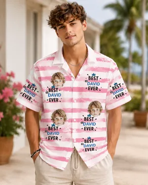 Personalized Father’s Day Hawaiian Shirt with Custom Name and Photo