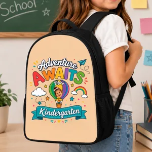 Personalized Adventure Awaits Kindergarten Backpack – Custom Photo & Name Back to School Backpack for Kids