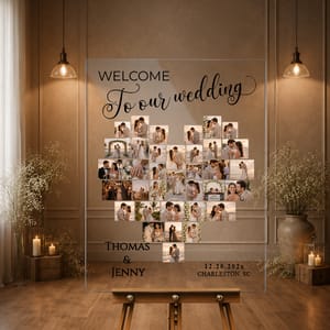 Heart Shaped Photo Collage Wedding Welcome Foam Board for Wedding Couple