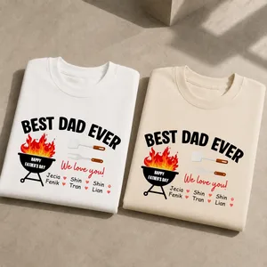 Best Dad Ever Personalized BBQ T-Shirt – Custom Kids' Names Father's Day Gift Shirt for Dad Tee
