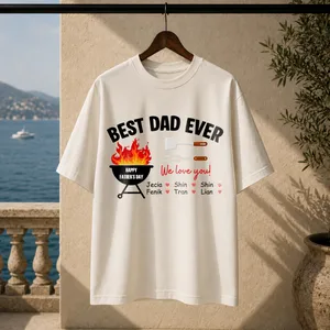 Best Dad Ever Personalized BBQ T-Shirt – Custom Kids' Names Father's Day Gift Shirt for Dad Tee