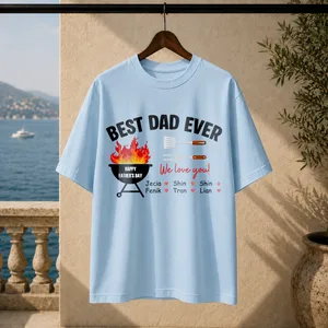 Best Dad Ever Personalized BBQ T-Shirt – Custom Kids' Names Father's Day Gift Shirt for Dad Tee