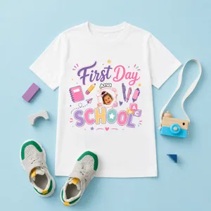 Personalized First Day of School Kids T-Shirt with Photo & Name – Custom Back to School Shirt for Boys & Girls