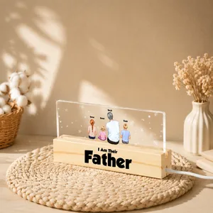Custom Dad Acrylic Night Light – Personalized Father & Kids Light Lamp, Custom Names Family Gift for Dad, Father's Birthday Gift, Christmas Gift from Children