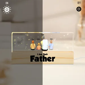Custom Dad Acrylic Night Light – Personalized Father & Kids Light Lamp, Custom Names Family Gift for Dad, Father's Birthday Gift, Christmas Gift from Children