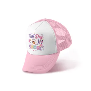 Personalized First Day of School Kids Trucker Hat with Photo – Custom Back to School Mesh Cap for Boys & Girls