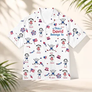 Family Matching Hawaiian Shirt, Personalized Dad Name, Custom Kids' Names