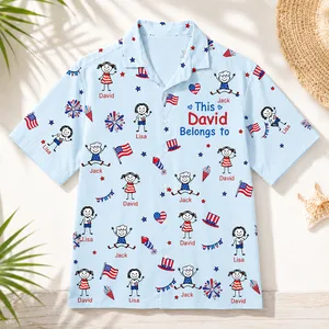 Family Matching Hawaiian Shirt, Personalized Dad Name, Custom Kids' Names