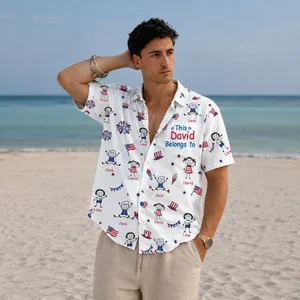 Family Matching Hawaiian Shirt, Personalized Dad Name, Custom Kids' Names