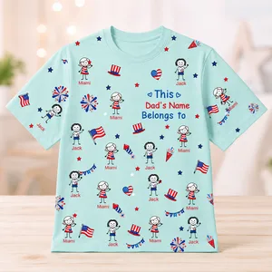 Family Matching Patriotic T-Shirt, Personalized Dad Name And Kids' Names