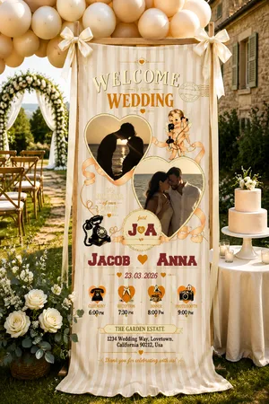 Personalized Wedding Vintage Retro Banner