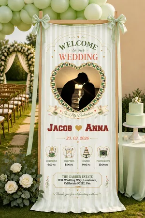 Personalized Wedding Vintage Heart Banner
