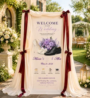 Personalized Wedding "Floral Lavender" Banner