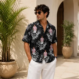 Personalized Skull Floral Hawaiian Shirt - Upload Your Photo - Custom Portrait Gift
