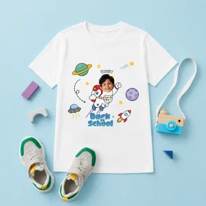 Personalized Back to School Astronaut Shirt | Custom Photo & Name Kids T-Shirt | Space Theme First Day of School Gift