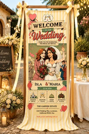Personalized Wedding "Retro Comic" Banner