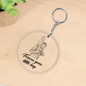 Personalized Father & Son Keychain –  Acrylic Photo Keyring Gift for Dad, Custom Memorial/Family Keepsake