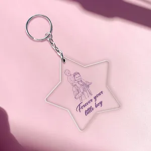Personalized Father & Son Keychain –  Acrylic Photo Keyring Gift for Dad, Custom Memorial/Family Keepsake