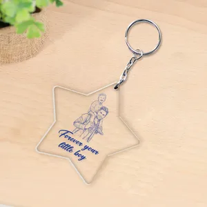 Personalized Father & Son Keychain –  Acrylic Photo Keyring Gift for Dad, Custom Memorial/Family Keepsake