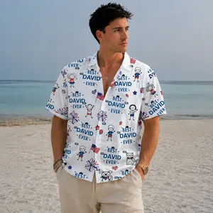Custom Cartoon Kids Hawaiian Shirt - Custom Name Aloha Shirt