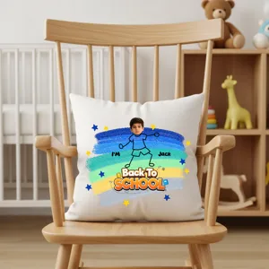 Personalized Back to School Pillow – Custom Photo & Name Throw Pillow Gift for Kids Bedroom