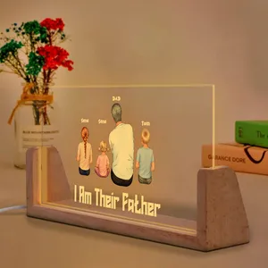 Personalized Acrylic LED Night Light – “I Am Their Father” Custom Family Lamp | Gift for Dad, Father of Kids, Emotional Decor
