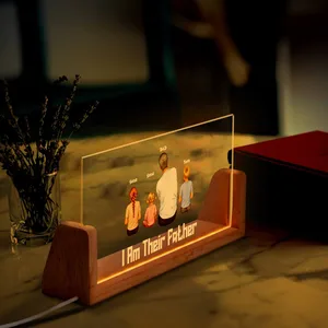 Personalized Acrylic LED Night Light – “I Am Their Father” Custom Family Lamp | Gift for Dad, Father of Kids, Emotional Decor