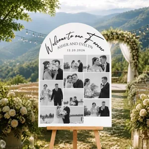 Elegant Wedding Love Marriage Photo Sign, Personalized Arch Picture Collage Welcome Board, Custom Foam Board Display for Reception Entrance