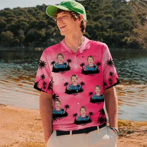 Personalized Summer Vacation Shirt - Tropical Vacation Hawaiin Shirt with Custom Portrait