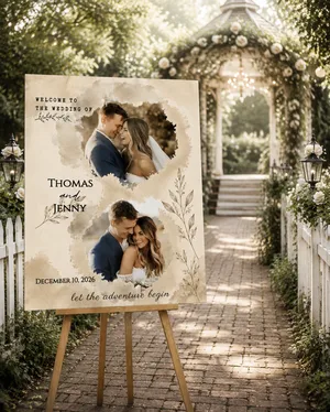 Personalized Wedding Love Marriage Backdrop, Photo Booth Board Display for Wedding Couple, Long Love Distance Celebration Custom Welcome Sign