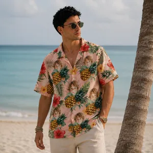 Customizable Family T-Shirt - Upload Kids’ Faces on Hawaiian Shirt