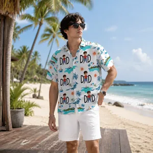 Personalized Dad Photo Hawaiian Shirt - Custom Face Upload, Fun Tropical Vacation Shirt