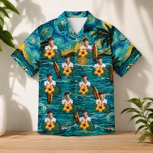Custom Photo Hawaiian Shirt for Dad & Kids - Tropical Design, Personalized Family Shirt