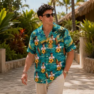 Custom Photo Hawaiian Shirt for Dad & Kids - Tropical Design, Personalized Family Shirt