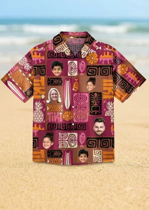 Custom Face Family Hawaiian Shirt for Adults Personalized Adult Photo Tropical Vacation Shirt