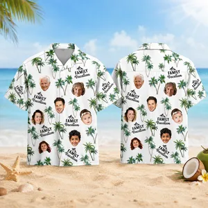 Custom Face Family Hawaiian Shirt Personalized Adult Vacation Shirt