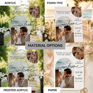 Custom Wedding Couple Photo Rectangle Welcome Sign, Printed Picture Board for Engagement Party, Bohemian Wedding Love Marriage Reception Decor
