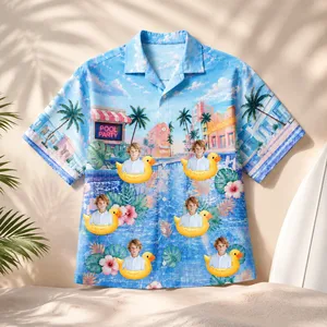Custom Picture Hawaiian Shirt, Personalized Face Shirt, Add Your Own Photos, Summer Cruise Beach Outfit