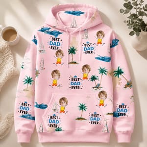 Personalized Best Dad Ever Hoodie, Upload Photo And Custom Name
