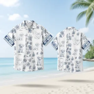 Custom Pet Mom Hawaiian Shirt Personalized Dog and Cat Illustration Tropical Vacation Shirt