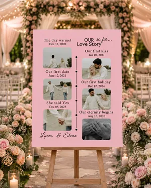 Personalized Wedding Welcome Sign She Said Yes Photo Timeline Board Custom Foam Sign for Wedding Ceremony & Engagement Decor