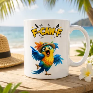 Funny Rooster Mug, Colorful Cartoon Art for Morning Coffee & Office Laughs, a unique gift for Coworkers and Friends
