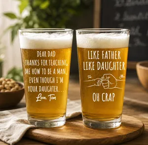 Thanks For Teaching Me How To Be A Man Gift From Daughter - Personalized Beer Glass