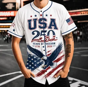 Personalized USA 250 Years Anniversary Baseball Jersey, Custom Name Patriotic 1776-2026 Shirt
