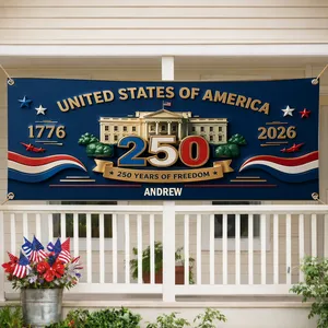 Custom Polyester Outdoor Banner - Personalized America 250th Anniversary Gifts For Mom, Dad, Brother, Sister, Kids - Together We Shine Bright