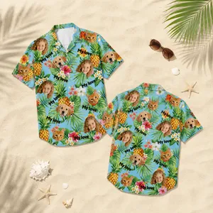 Custom Face Family Hawaiian Shirt Personalized Dad Mom Kids and Pet Photo Vacation Shirt