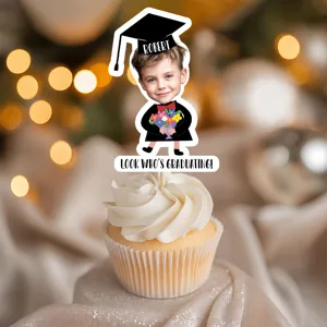 Custom Photo Look Who's Graduating Cupcake Toppers